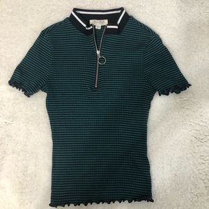 Stripe zipper shirt